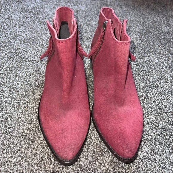Naughty Monkey Red Suede Western Booties Size 7 - Picture 3 of 10